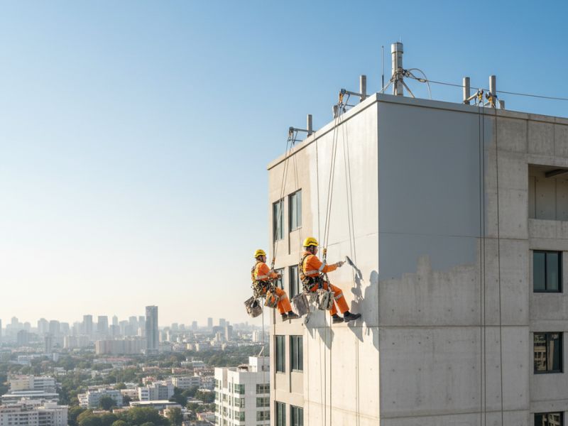 biện pháp thi công đu dây sơn ngoài nhà cao tầng