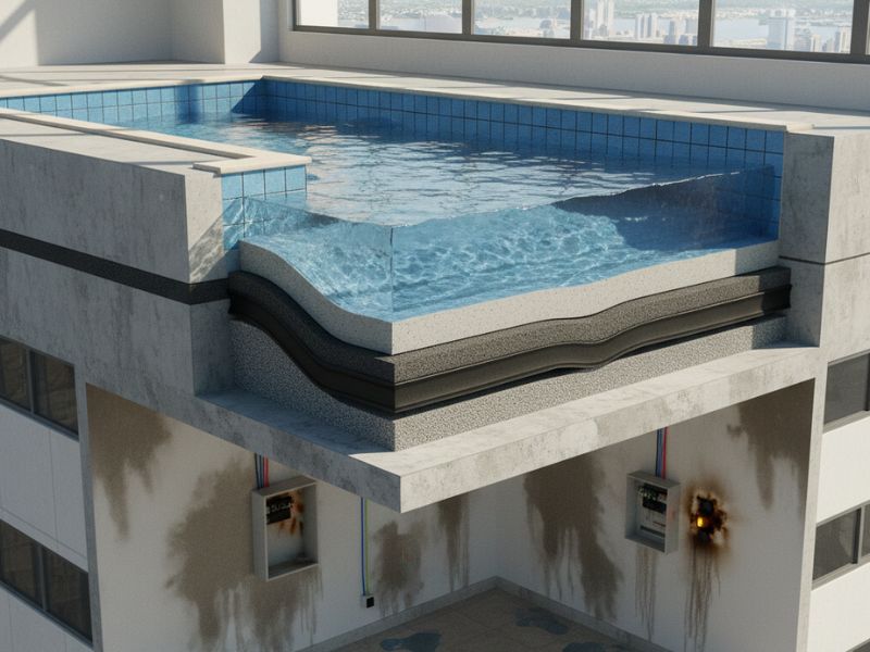 chống thấm hồ bơi trên sân thượng