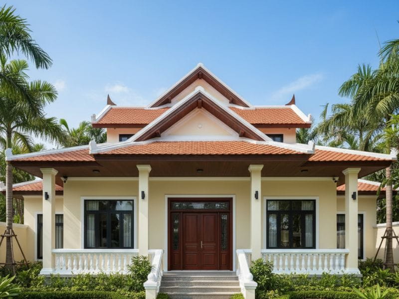 phối màu sơn nhà màu vàng kem nhạt