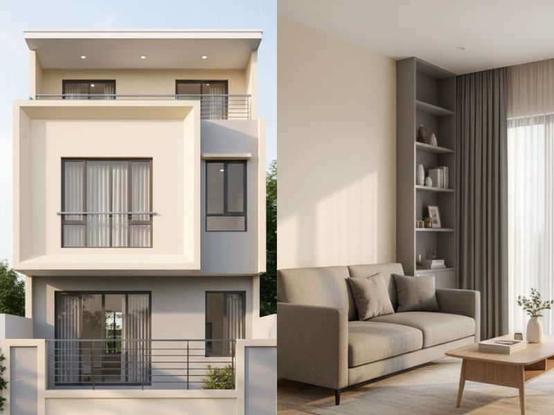 phối màu sơn nhà màu vàng kem nhạt