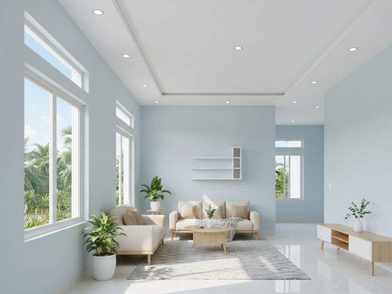 sơn nhà cấp 4 màu xanh