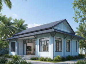 sơn nhà cấp 4 màu xanh