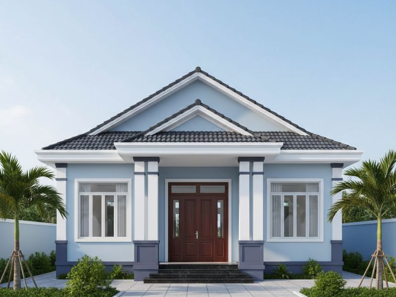 sơn nhà cấp 4 màu xanh