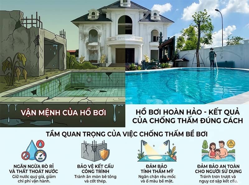 cách chống thấm bể bơi