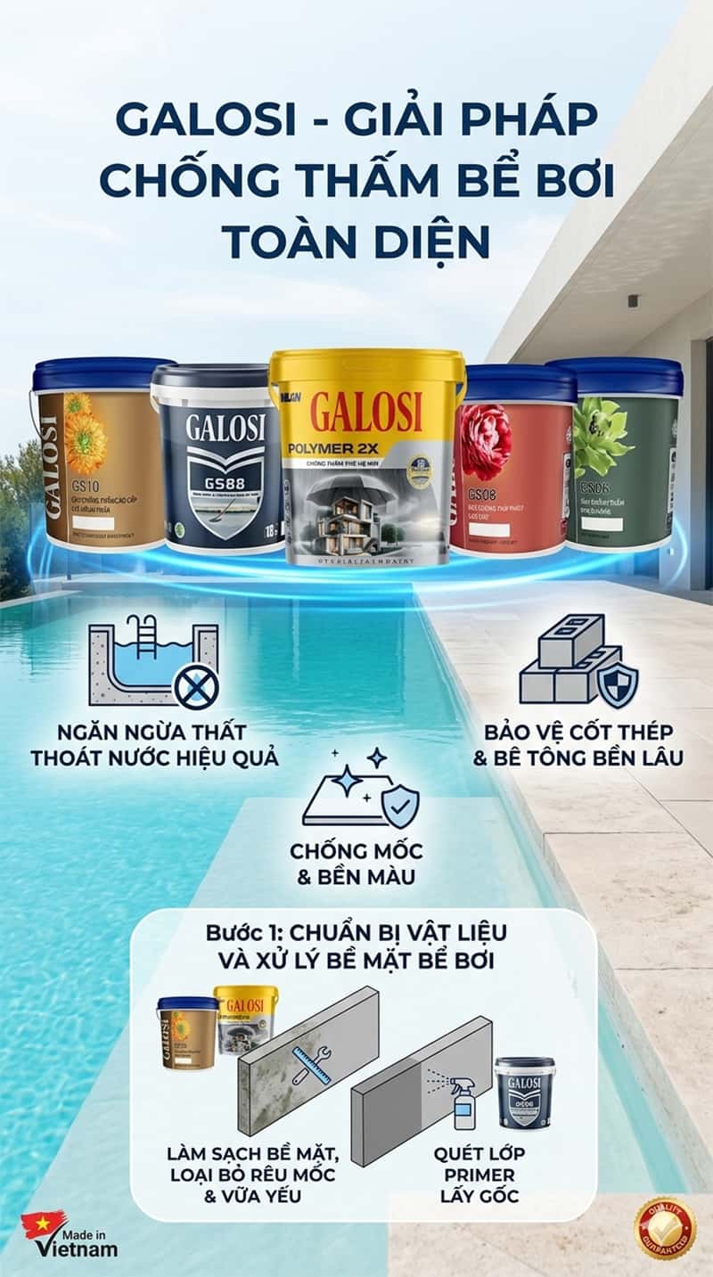 cách chống thấm bể bơi