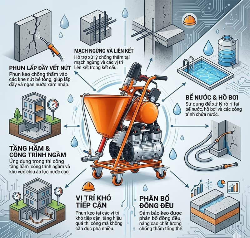 máy phun keo chống thấm 