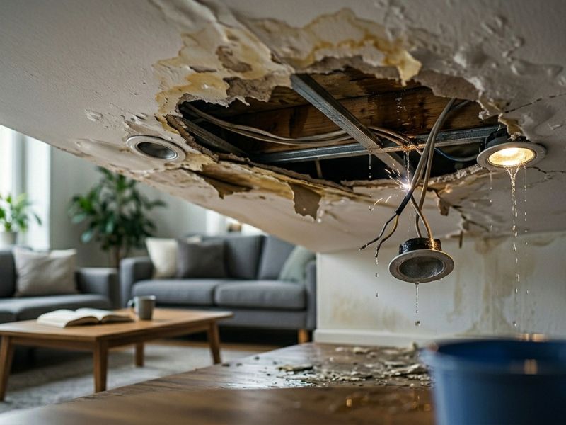 trần thạch cao thấm nước có sao không