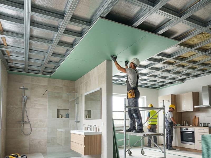 trần thạch cao thấm nước có sao không