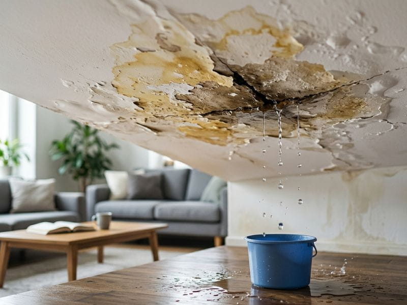 trần thạch cao thấm nước có sao không