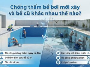 Chống thấm bể bơi mới xây với bể cũ khác nhau thế nào