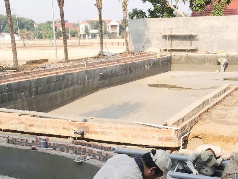 Dự án thi công chống thấm bể bơi tại xã Phù Ninh, Phú Thọ