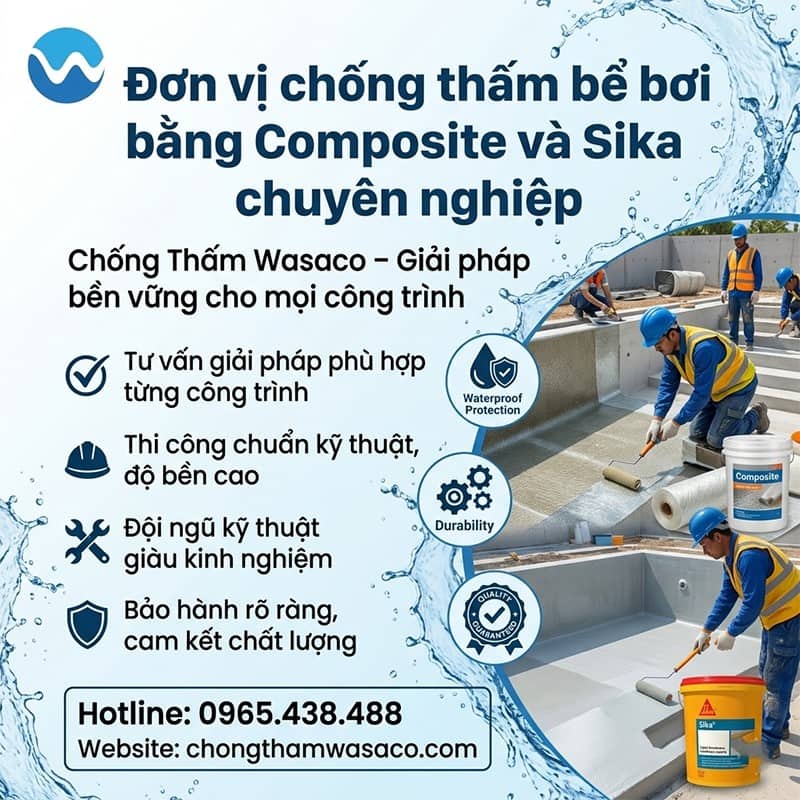 Nên chống thấm bể bơi bằng composite hay sika 