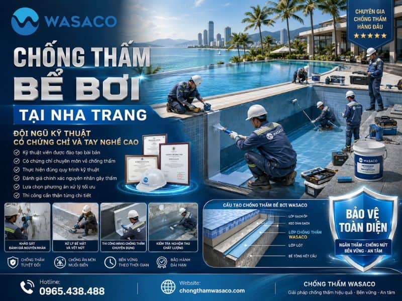 chống thấm bể bơi tại Nha Trang