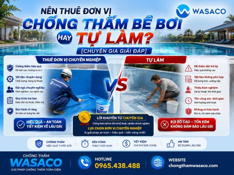 nên thuê đơn vị chống thấm bể bơi hay tự làm
