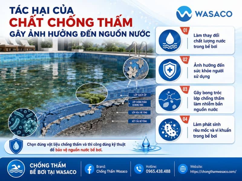 Chất chống thấm bể bơi có ảnh hưởng chất lượng nước không?