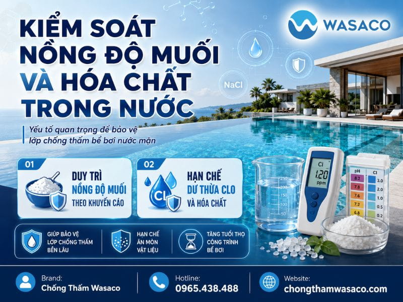 Chống thấm bể bơi nước mặn cần lưu ý gì?