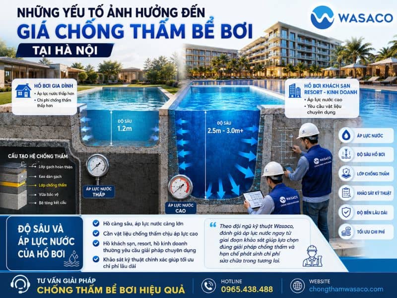 Chống thấm bể bơi tại Hà Nội bao tiền 1m2