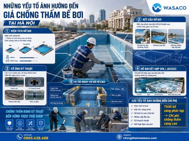 Chống thấm bể bơi tại Hà Nội bao tiền 1m2