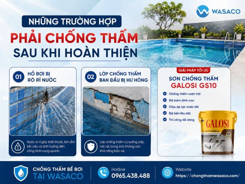 Chống thấm bể bơi trước hay sau khi ốp gạch?