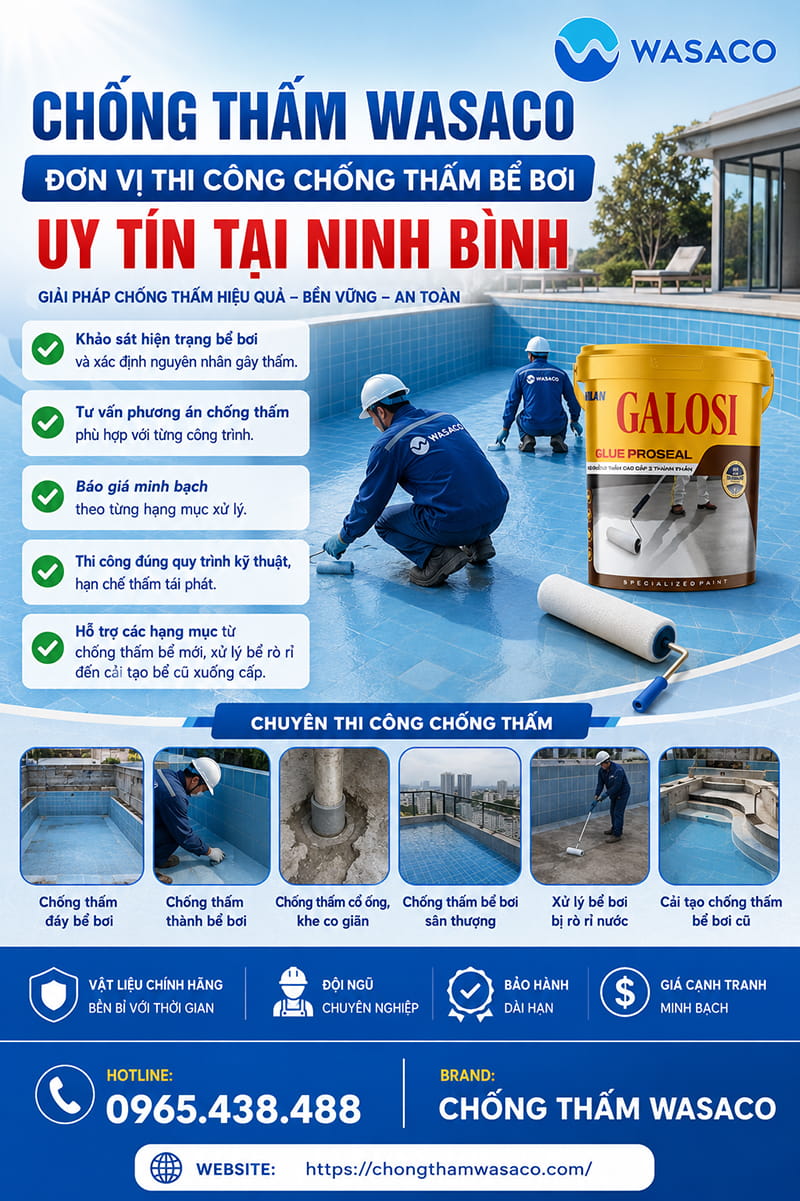 Dịch vụ chống thấm bể bơi tại Ninh Bình