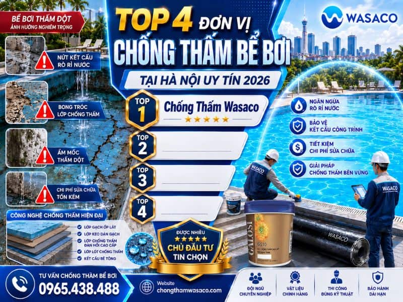 đơn vị chống thấm bể bơi tại Hà Nội
