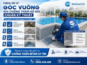 Cách xử lý góc vuông khi chống thấm hồ bơi