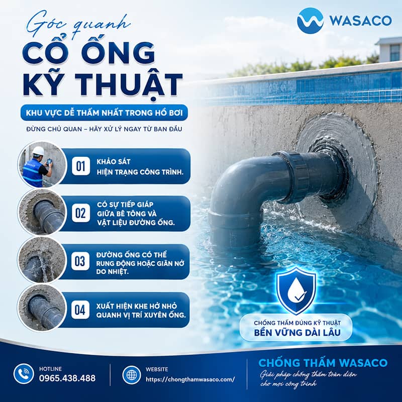 Cách xử lý góc vuông khi chống thấm hồ bơi