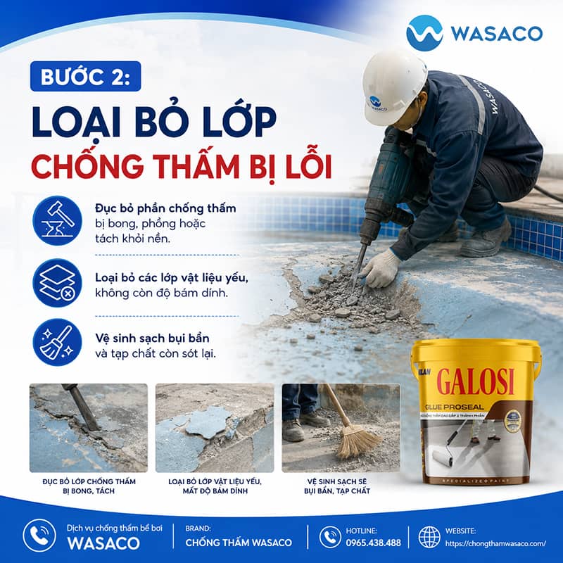 Cách xử lý lớp chống thấm bể bơi không bám nền