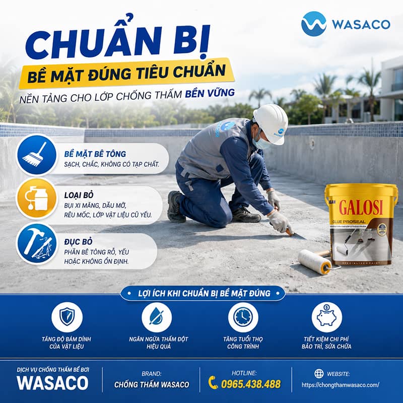 Cách xử lý lớp chống thấm bể bơi không bám nền