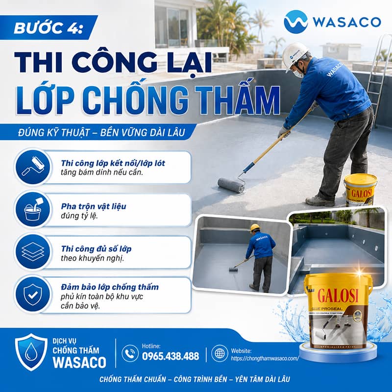 Cách xử lý lớp chống thấm bể bơi không bám nền