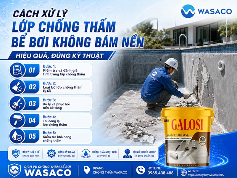 Cách xử lý lớp chống thấm bể bơi không bám nền
