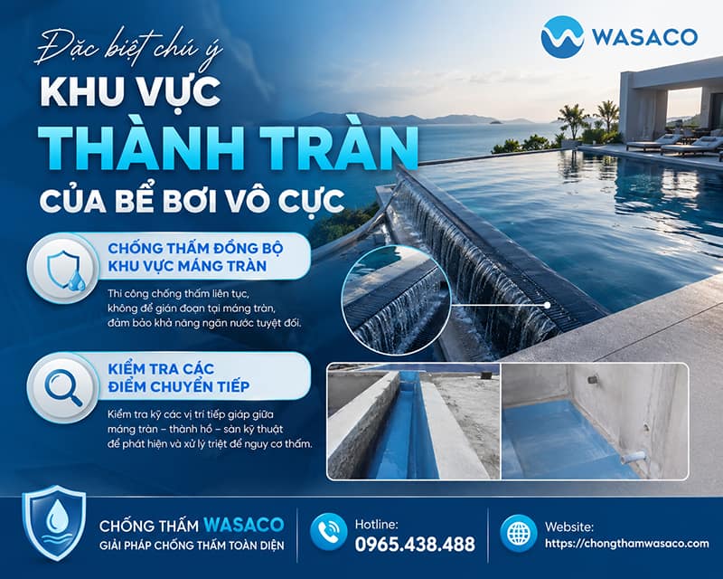 Chống thấm bể bơi vô cực cần lưu ý những gì