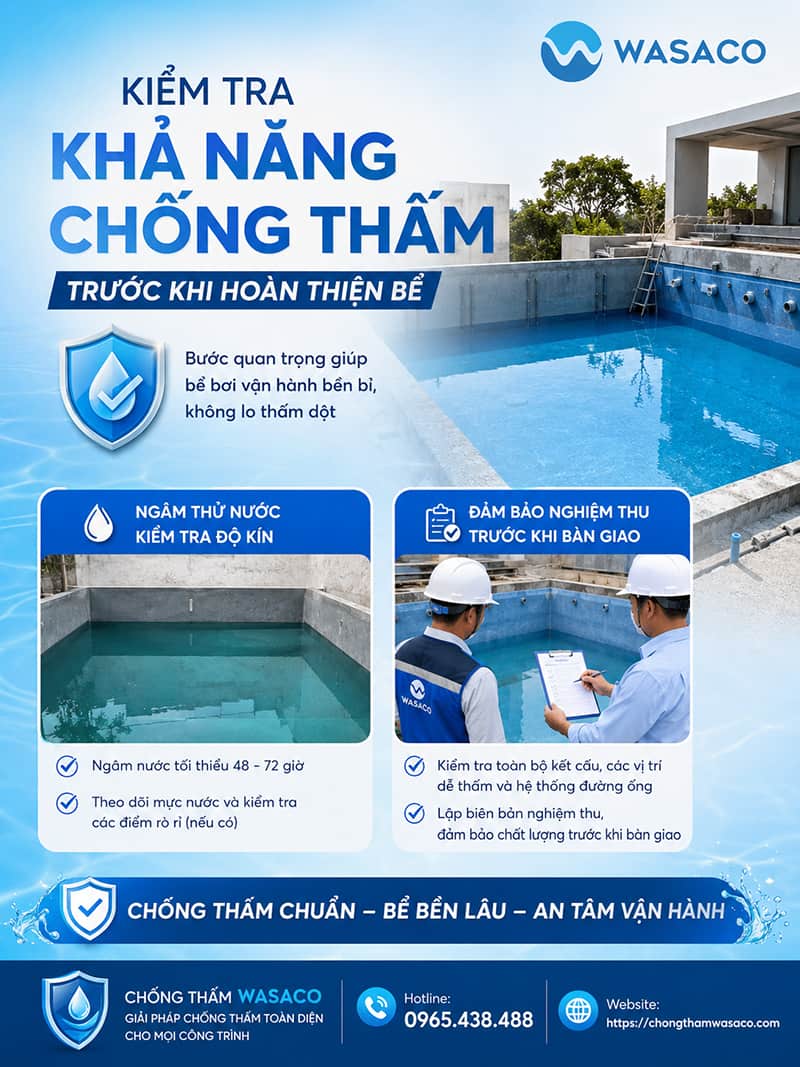 Chống thấm bể bơi vô cực cần lưu ý những gì