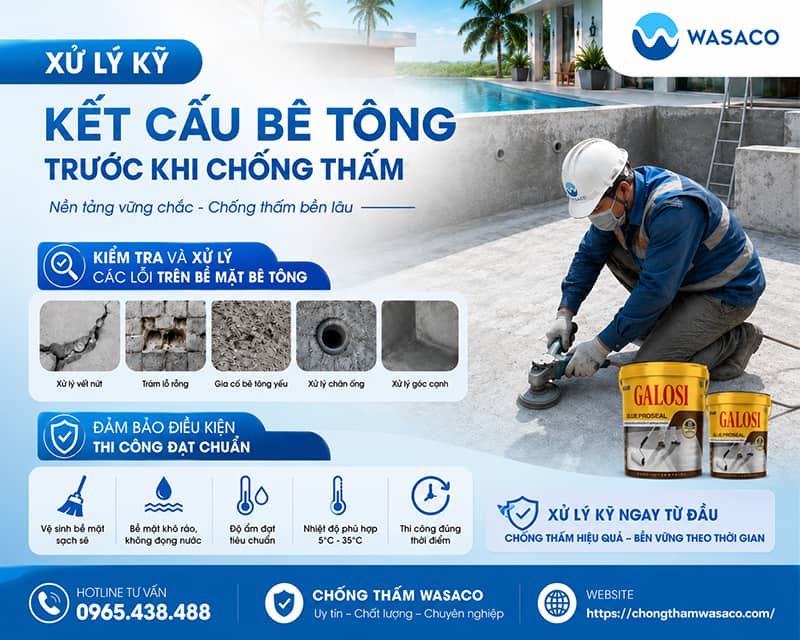 Chống thấm bể bơi vô cực cần lưu ý những gì