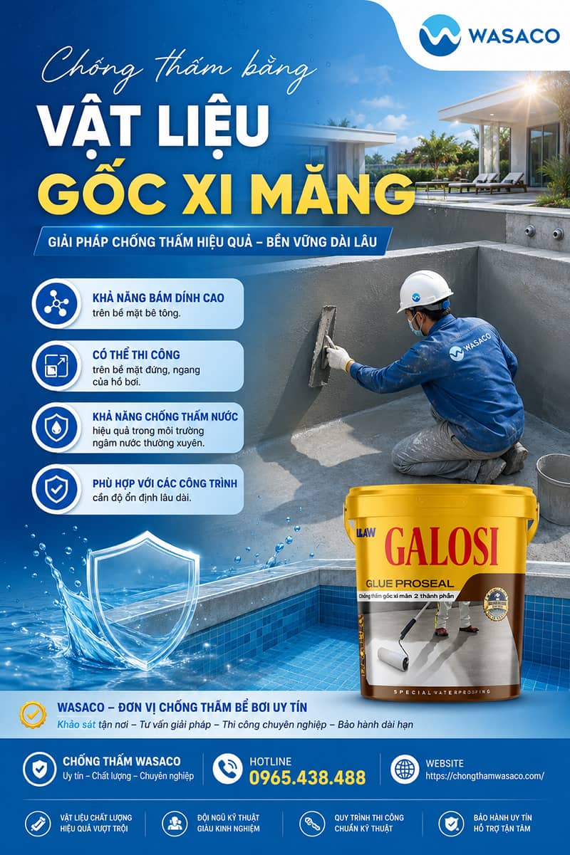 Hồ bơi resort thường dùng giải pháp chống thấm nào?
