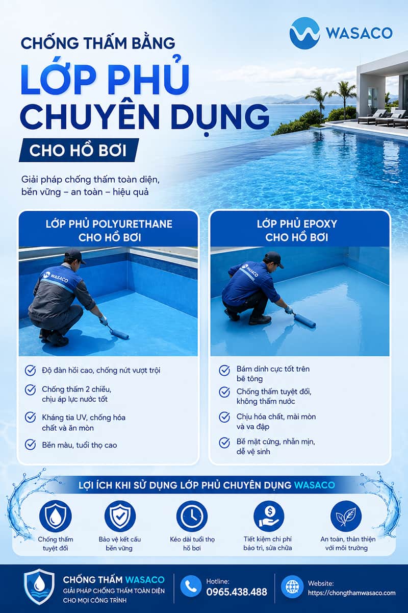 Hồ bơi resort thường dùng giải pháp chống thấm nào?
