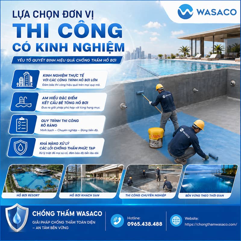 Hồ bơi resort thường dùng giải pháp chống thấm nào?
