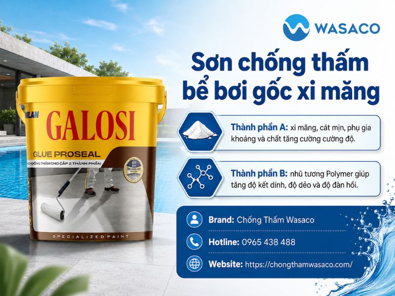 Sơn chống thấm bể bơi gốc xi măng và gốc Sơn Epoxy
