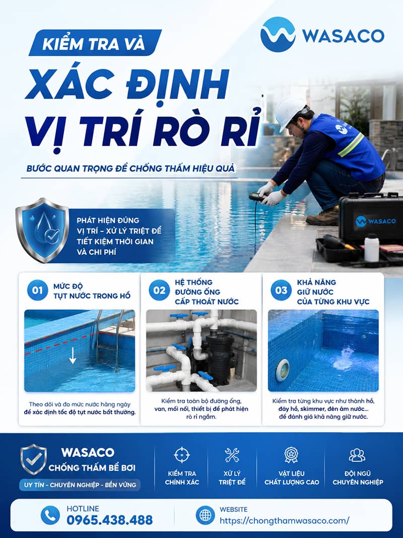 Vì sao hồ bơi chống thấm xong vẫn bị thấm