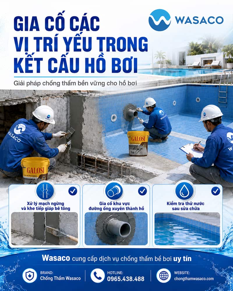 Vì sao hồ bơi chống thấm xong vẫn bị thấm