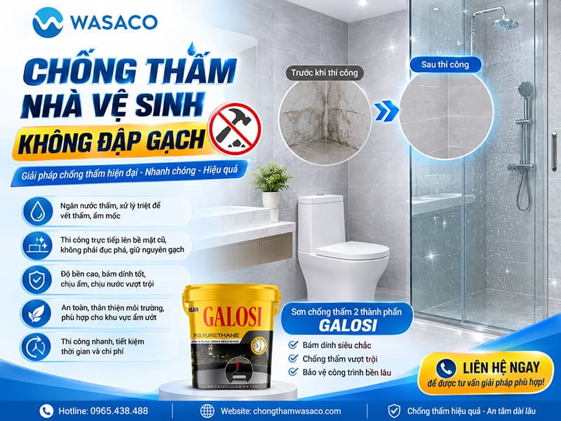 Chống thấm nhà vệ sinh không đập gạch