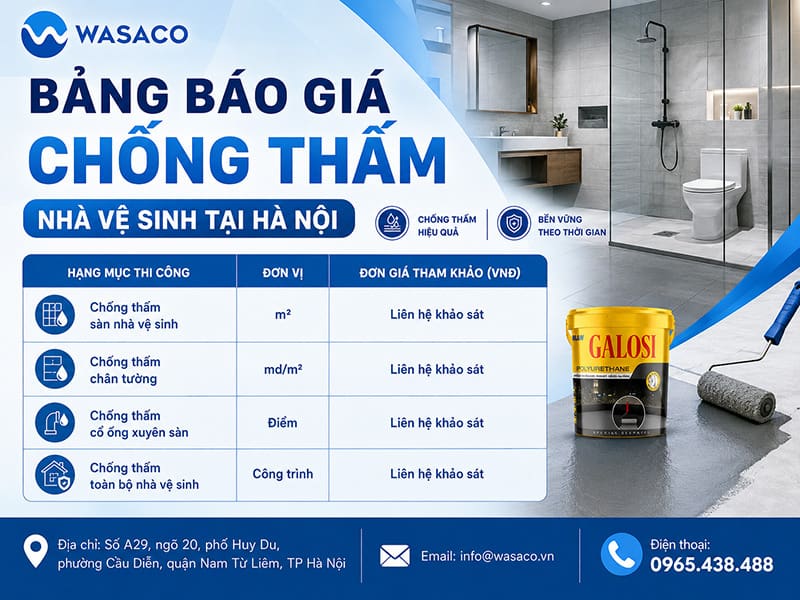 Bảng báo giá chống thấm nhà vệ sinh tại Hà Nội
