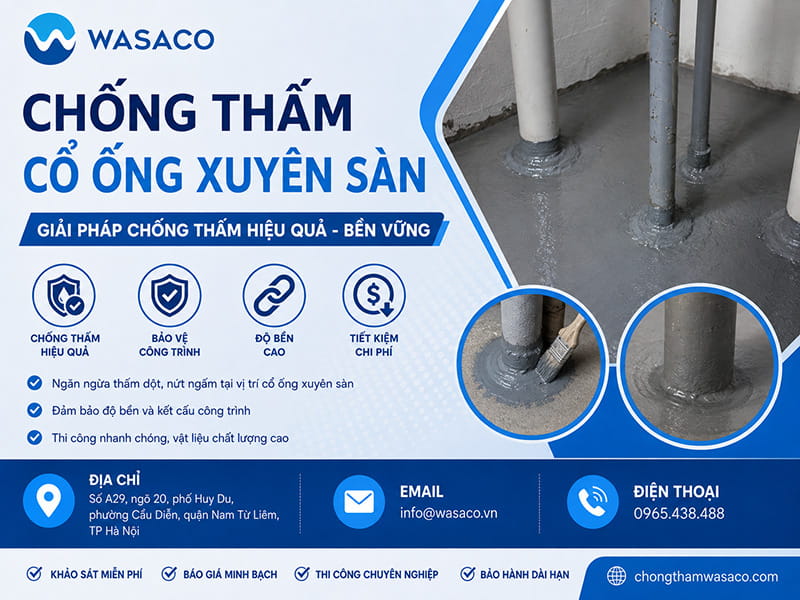Chống thấm cổ ống xuyên sàn
