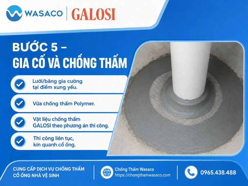 chống thấm cổ ống nhà vệ sinh