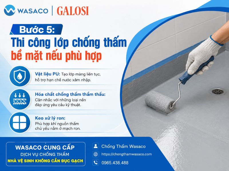 chống thấm nhà vệ sinh không cần đục gạch